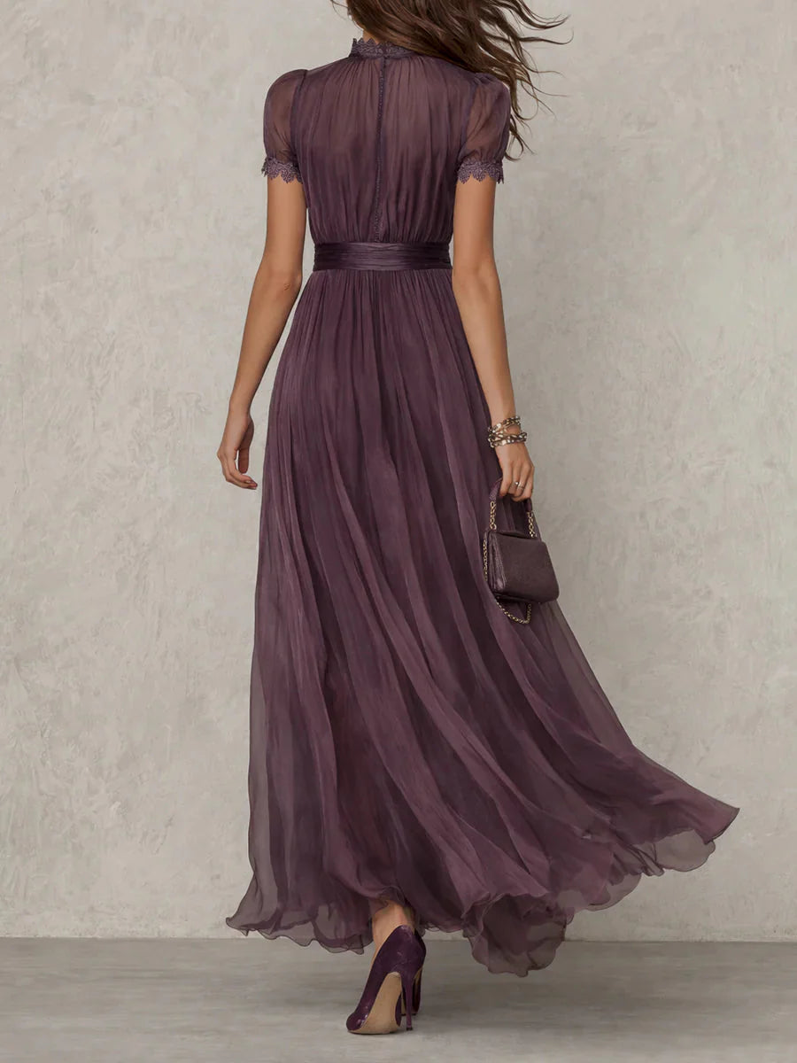 Abito Lungo Viola con Pizzo